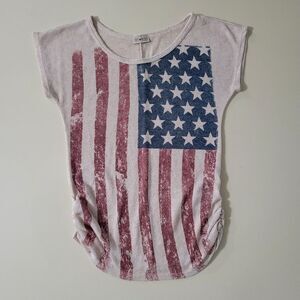 Free Kisses Women's Creme Patriotic Flag Front Knit Vest